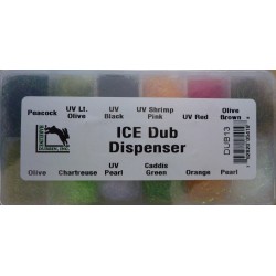 Dubbing Hareline Ice Dub boite 12 couleurs