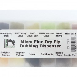 Dubbing Micro Fin Hareline couleur boite de 12 couleurs